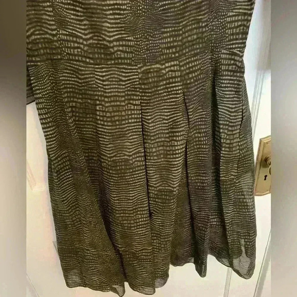 Akris Brown Black Pattern Cotton Pleated Midi Dress, Womens Size 10 - Picture 9 of 16